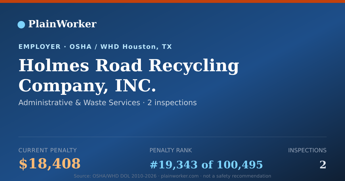 Shareable card for Holmes Road Recycling Company, INC. | PlainWorker