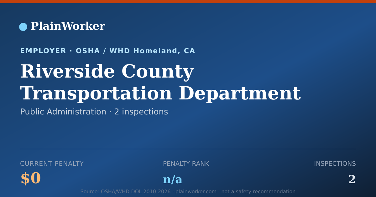 Shareable card for Riverside County Transportation Department | PlainWorker